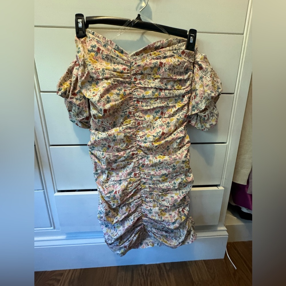 SNDYS mini dress floral multicolor - off shoulder